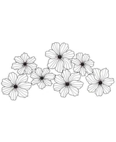 Cosmoliving Large Modern Flower Sculpture Metal Wall Decor In Black