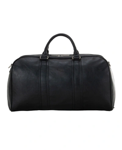 Ben Sherman In Less Distress 20" Faux Leather Carry-on Duffel Bag In Black
