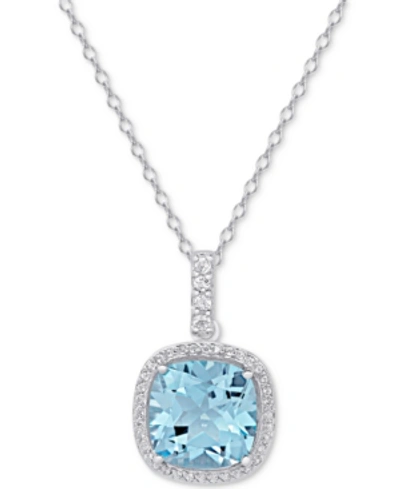 Macy's Blue Topaz (1-5/8 Ct. T.w.) & White Topaz (4-3/4 Ct. T.w.) Pendant Necklace In Sterling Silver