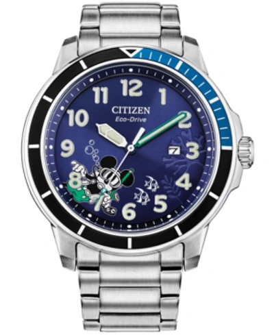 Citizen Disney By  Mickey Mouse Water Sport Stainless Steel Bracelet Watch 46mm In Silver-tone