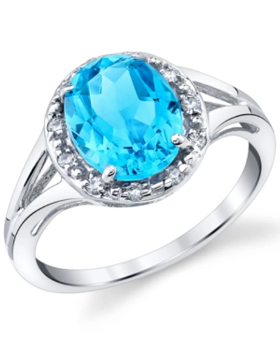 Macy's Blue Topaz (3-1/5 Ct. T.w.) & Diamond (1/10 Ct. T.w.) Ring In Sterling Silver