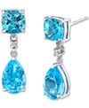 Macy's Blue Topaz (5-5/8 Ct. T.w.) & Diamond Accent Drop Earrings In Sterling Silver In Blue