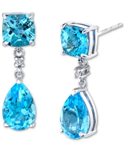 Macy's Blue Topaz (5-5/8 Ct. T.w.) & Diamond Accent Drop Earrings In Sterling Silver