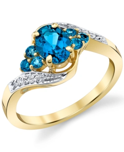 Macy's Blue Topaz (1-1/3 Ct. T.w.) & Diamond (1/20 Ct. T.w.) Swirl Ring In 10k Gold
