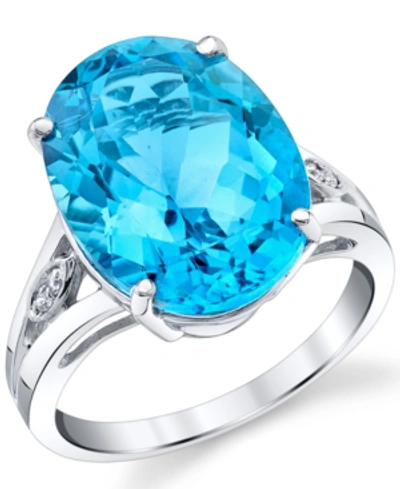 Macy's Blue Topaz (12 Ct. T.w.) & Diamond Accent Ring In Sterling Silver