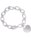 Macy's Diamond Heart Charm Bracelet (1/10 Ct. T.w.) In Sterling Silver Or 14k Gold-plated Sterling Silver In Sterling Silver