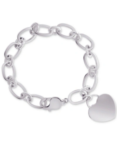 Macy's Diamond Heart Charm Bracelet (1/10 Ct. T.w.) In Sterling Silver Or 14k Gold-plated Sterling Silver