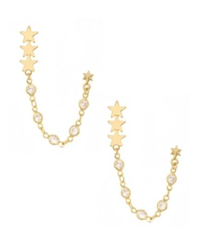Ettika Star Crystal Chain Double Stud Earrings In Gold