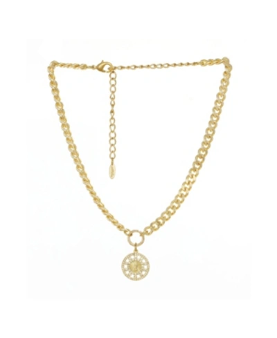 Ettika Gold Plated Chain Link Pendant Necklace With Crystals