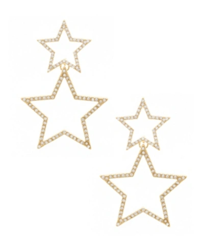 Ettika Double Star Crystal Gold Plated Statement Earrings