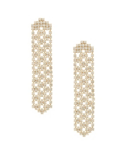 Ettika Linear Crystal Statement Chain Earrings In Gold