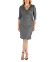24seven Comfort Apparel Plus Size Wrap Dress In Gray