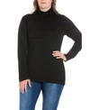 24seven Comfort Apparel Plus Womens Turtleneck Long Sleeve Tunic Top In Black