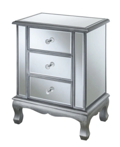 Convenience Concepts Gold Coast Vineyard Mirrored 3 Drawer End Table In Silver