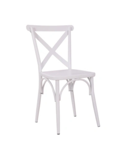 Ac Pacific Rustic Cross Back Metal Modern Farmhouse Dining Chair In White
