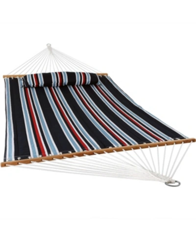 Sunnydaze Decor 2 Person Quilted Fabric Bed Double Hammock With Spreader Bar In Navy