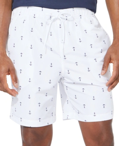 Nautica Men's Quick-dry Anchor-print 8" Swim Trunks In Bright White