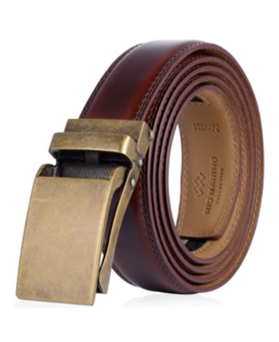 Mio Marino Men's Linxx Designer Ratchet Leather Belt In Cranberry