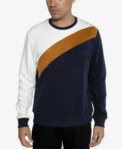 Sean John Color Texture Blocked Men's Sweatshirt In Cream