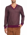 TALLIA MEN'S SLIM FIT BURGUNDY V NECK SWEATER AND A FREE FACE MASK WITH PURCHASE