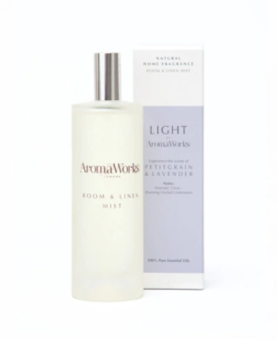 Aromaworks Light Range Petitgrain And Lavender Room And Linen Mist, 100 ml In Lilac