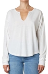 NIA NIA NOTCHED LONG SLEEVE JERSEY TOP,NT-349