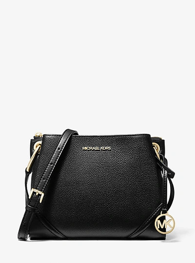 Michael Kors Nicole Large Pebbled Leather Crossbody Bag In Black