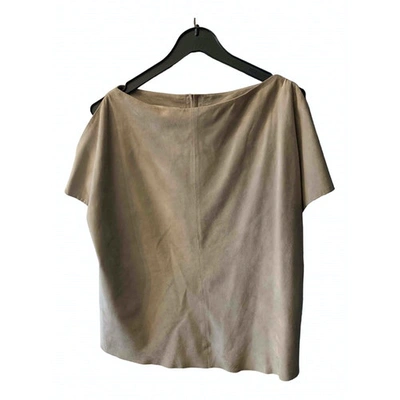 Pre-owned Yves Salomon Leather Blouse In Grey