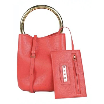 Pre-owned Marni Pannier Leather Handbag In Red