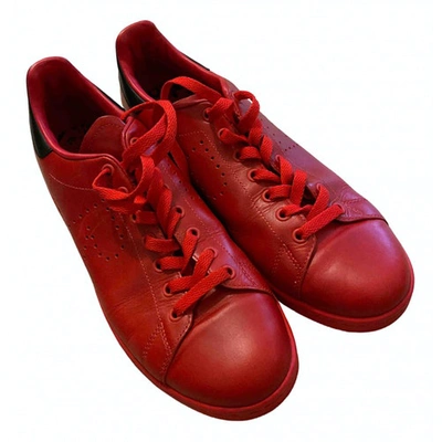 Pre-owned Adidas Originals Stan Smith Leather Low Trainers In Red