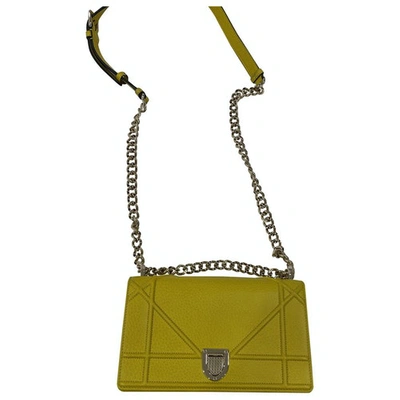 Pre-owned Dior Ama Leather Crossbody Bag In Yellow
