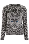 Alberta Ferretti Animal Print Jumper In Black Ivory