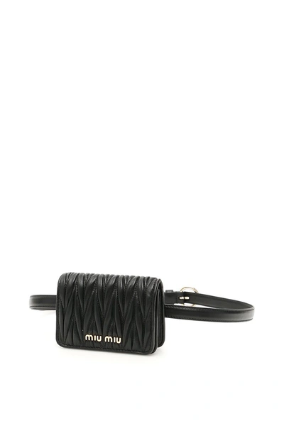 Miu Miu Mini Matelasse Leather Belt Bag In Nero