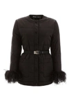 MIU MIU MIU MIU PUFFER JACKET WITH OSTRICH FEATHERS