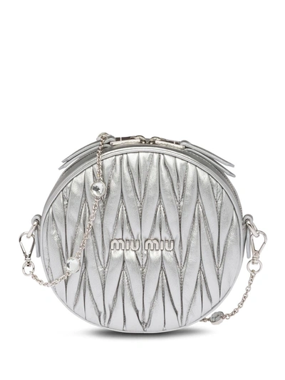 Miu Miu Matelassé-effect Crossbody Bag In Grey