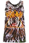 Dsquared2 Logo Tie Dyed Cotton Jersey Tank Top In Tie Dye Green