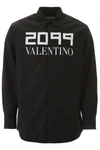 Valentino 2099 Logo Print Shirt Jacket In Nero