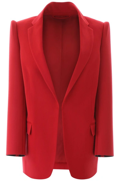Balenciaga Wool Stretch Twill Blazer W/ 3d Sleeves In Red