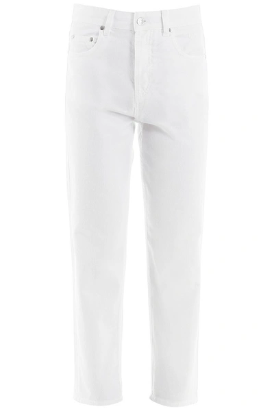 Msgm Cropped Jeans With Back Logo In White