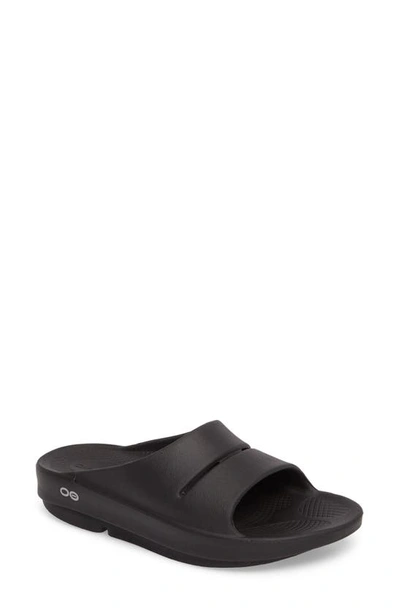 Oofos Ooahh Slide Sandal In Black