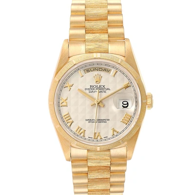 Pre-owned Rolex Silver 18k Yellow Gold Day-date President 18248 Men's Wristwatch 36 Mm