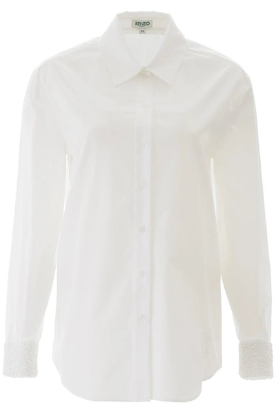 Kenzo Shirt With Smocked Cuffs In White