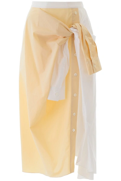 Marni Two-tone Poplin Shirt In White,yellow