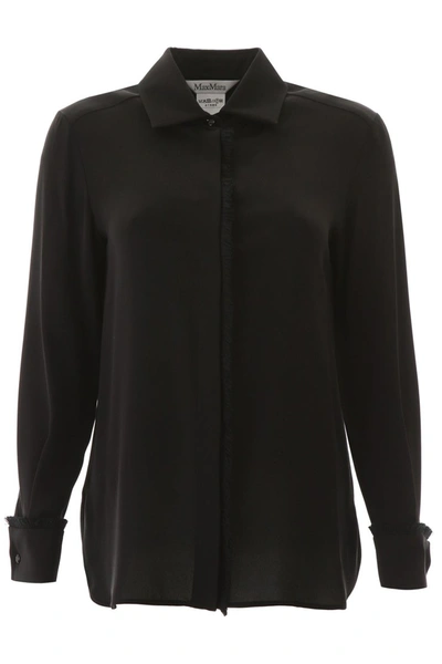 Max Mara Fringed Shirt In Nero