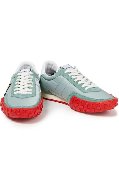 Kenzo Move Appliquéd Shell And Suede Sneakers In Mint