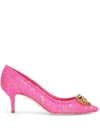Dolce & Gabbana 60mm Bellucci Lace & Swarovski Pumps, Fuchsia In Pink