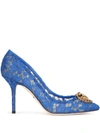 Dolce & Gabbana Rainbow Lace 90mm Brooch-detail Pumps In Blue