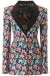 Rabanne Floral Print Cotton & Viscose Jacket In Black Mecanic Flower