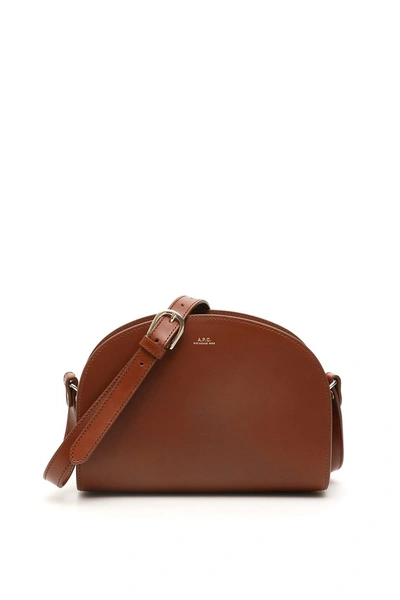 A.p.c. Demi Lune Brown Leather Crossbody Bag