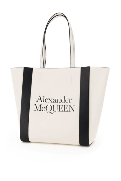 Alexander Mcqueen Signature Shopper Tote Bag In White,black
